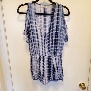 Cold-Shoulder Tie-dyed Romper